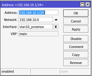 Configuration IP du VLAN Proxmox