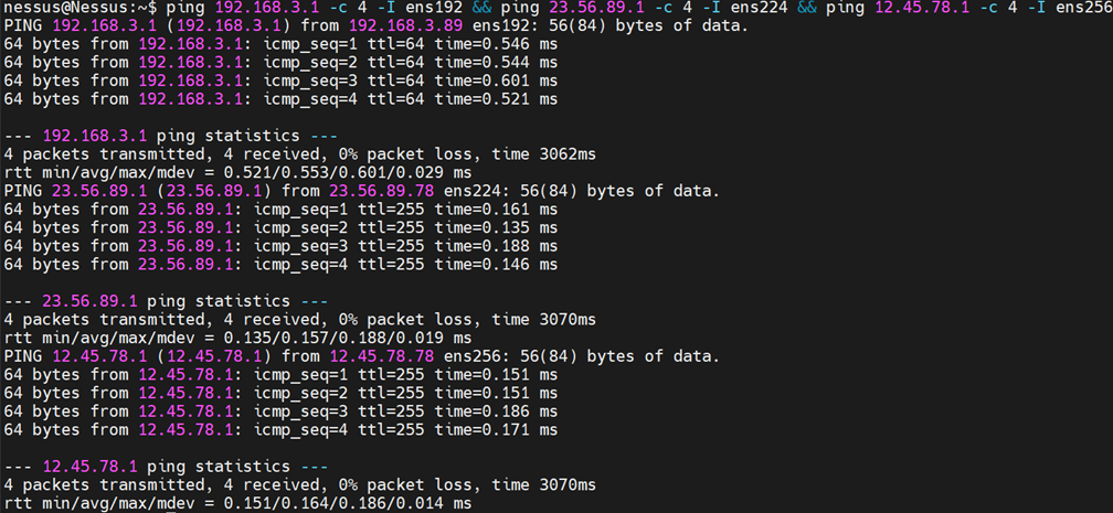 test de connectivité Nessus