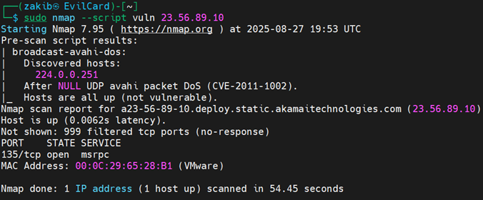 résulat du scan de LAN-CLIENT avec utilisation du NSE