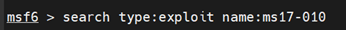recherche de l'exploit EeralBlue sur Mestaploit Framework