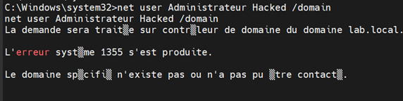 tentative de modification directe du mot de passe 
        Admin du domaine AD DS