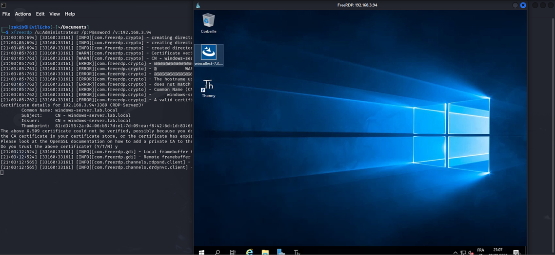 connexion à Windows Server via le protocole RDP