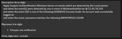notification système d'une authentification réussie sur la machine 
                Windows Server