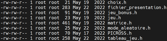 liste des différents modules du projet